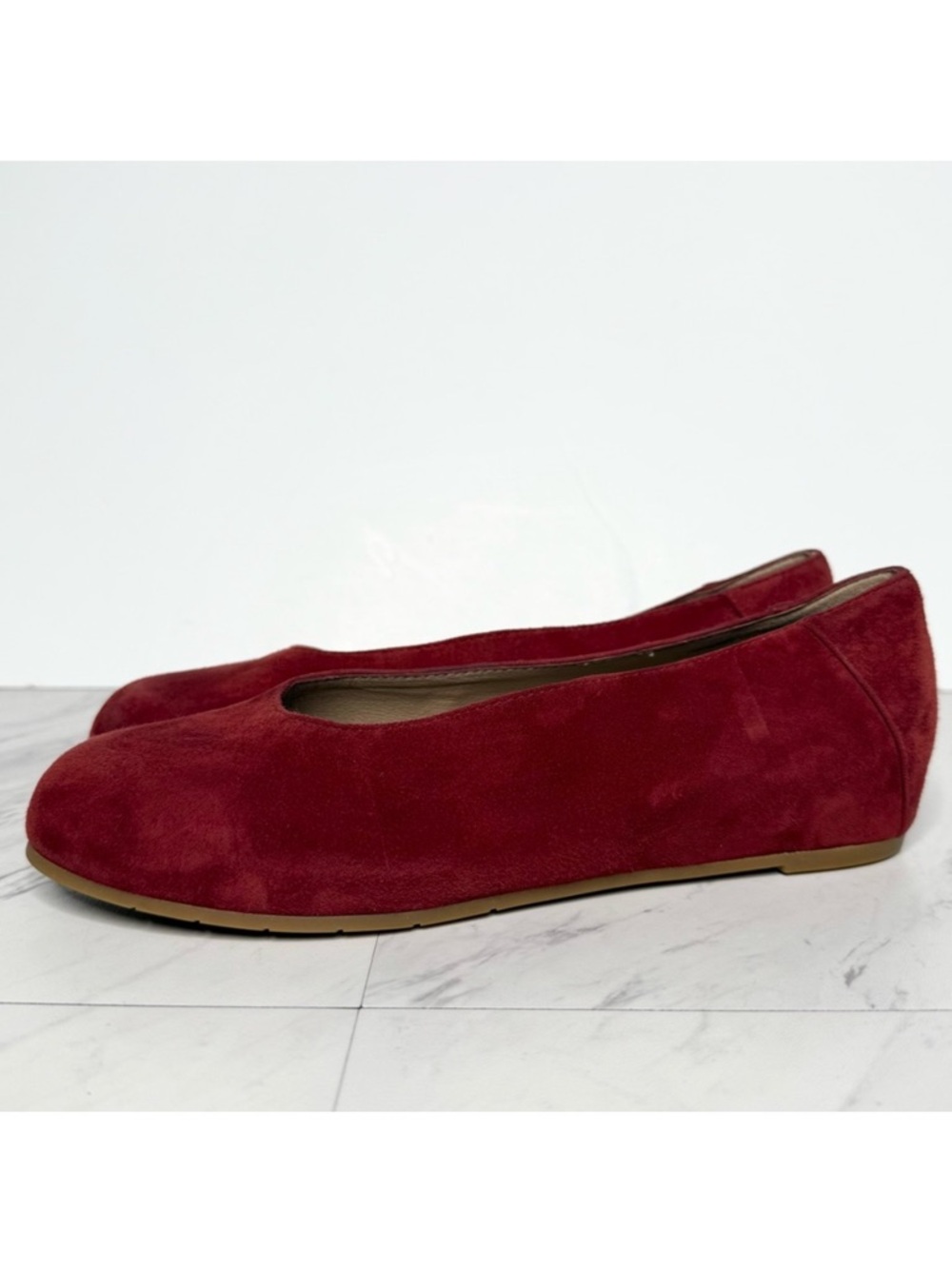Eileen Fisher Una Hidden Wedge Red Suede Flat 6 1/2